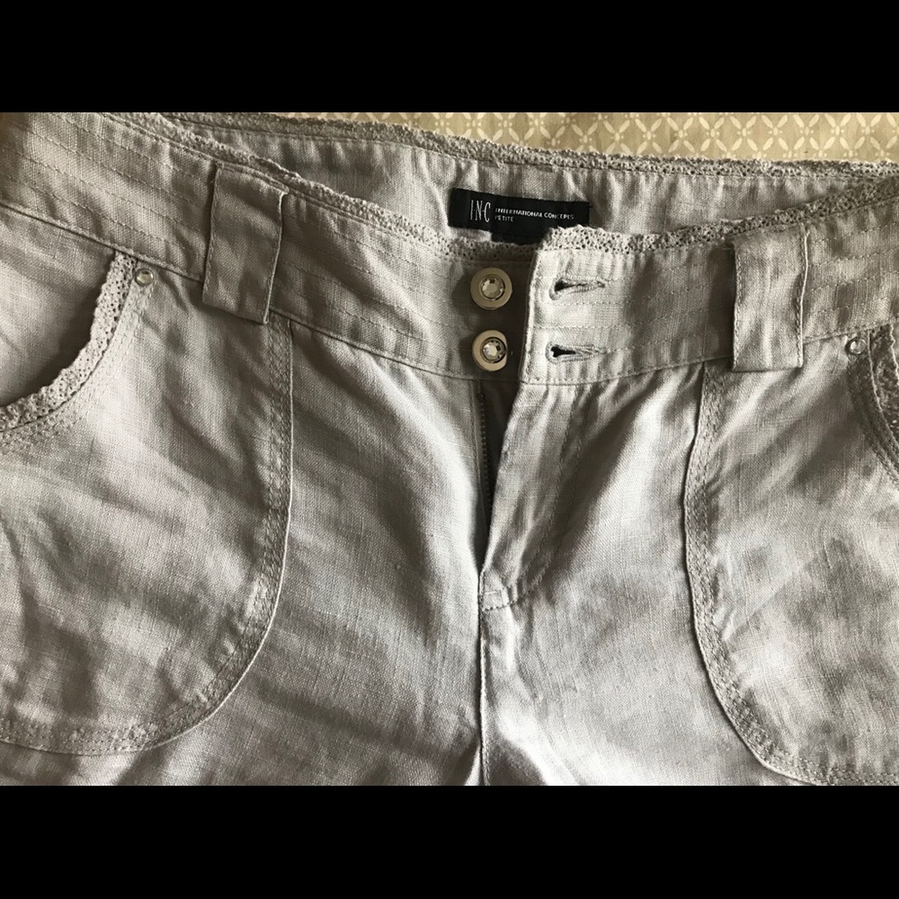 Bootcut linen pants light grey